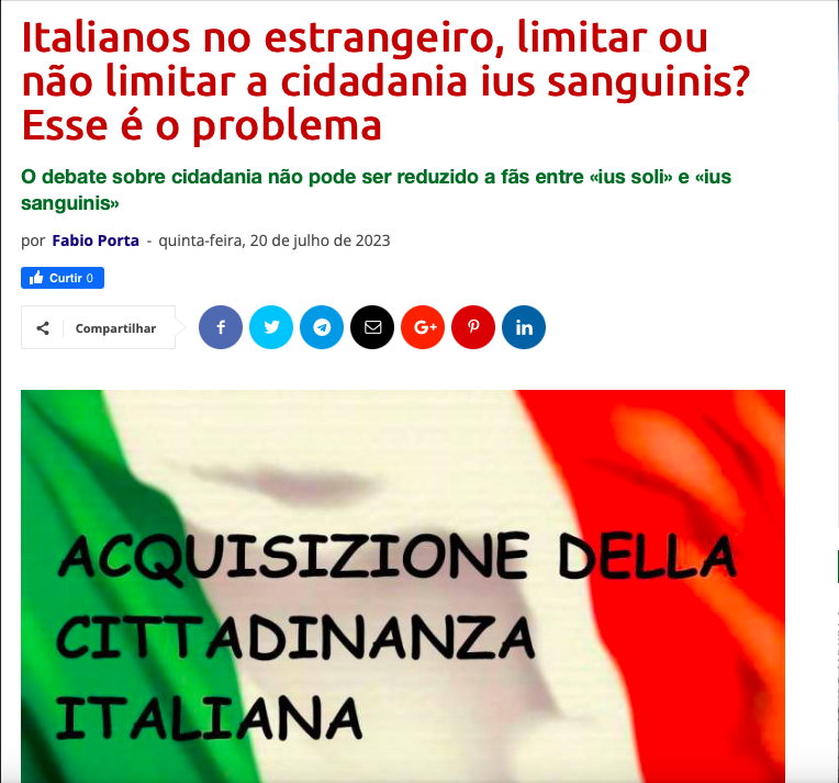 Italianos no estrangeiro, limitar ou não limitar a cidadania ius sanguinis? Esse é o problema!