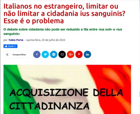 Italianos no estrangeiro, limitar ou não limitar a cidadania ius sanguinis? Esse é o problema!